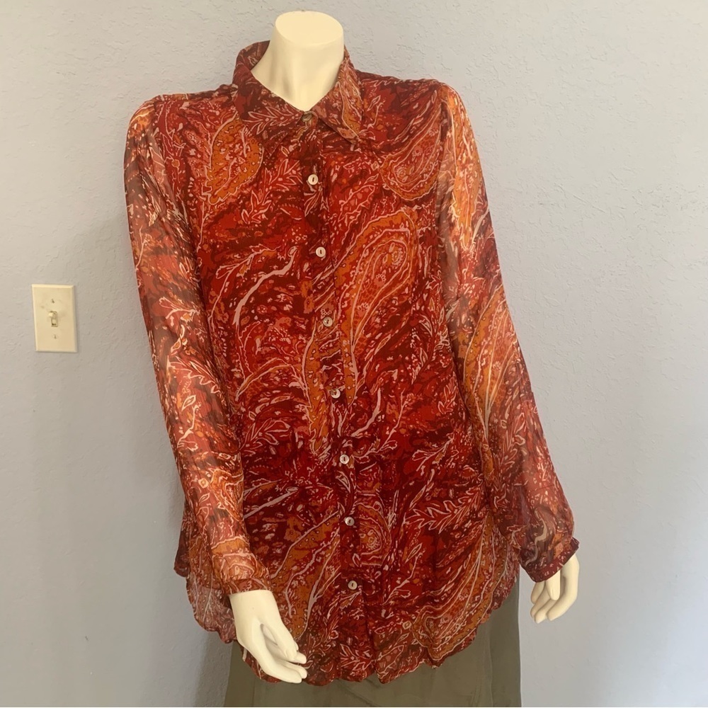Soft Surroundings Cheyla Sheer Paisley Autumn Foliage Tunic